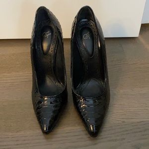 Proenza schouler patent snake skin black pumps